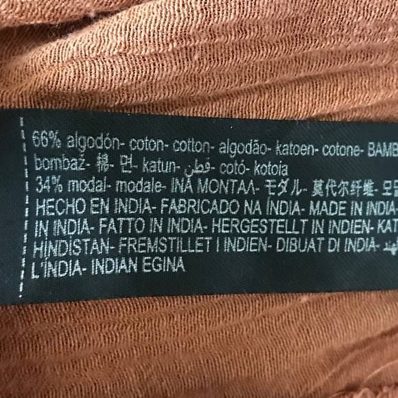 ZARA Dress Kaftan Coverup Lace Up Tie V Neck Frayed Hem Terra-Cotta Size Large - Picture 10 of 16